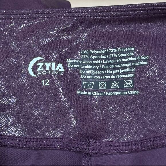 Zyia Plum Metallic Light N Tight Hi Rise 7/8 Leggings Women’s 12 Athletic - Picture 3 of 4